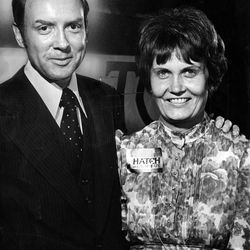 Orrin Hatch and his wife, Elaine, are pictured on Sept. 15, 1976, after Hatch defeated Jack Carlson with more than 104,000 votes in a Republican primary election.