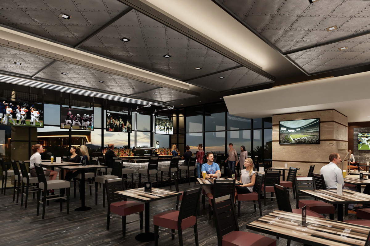 A rendering of a sports bar