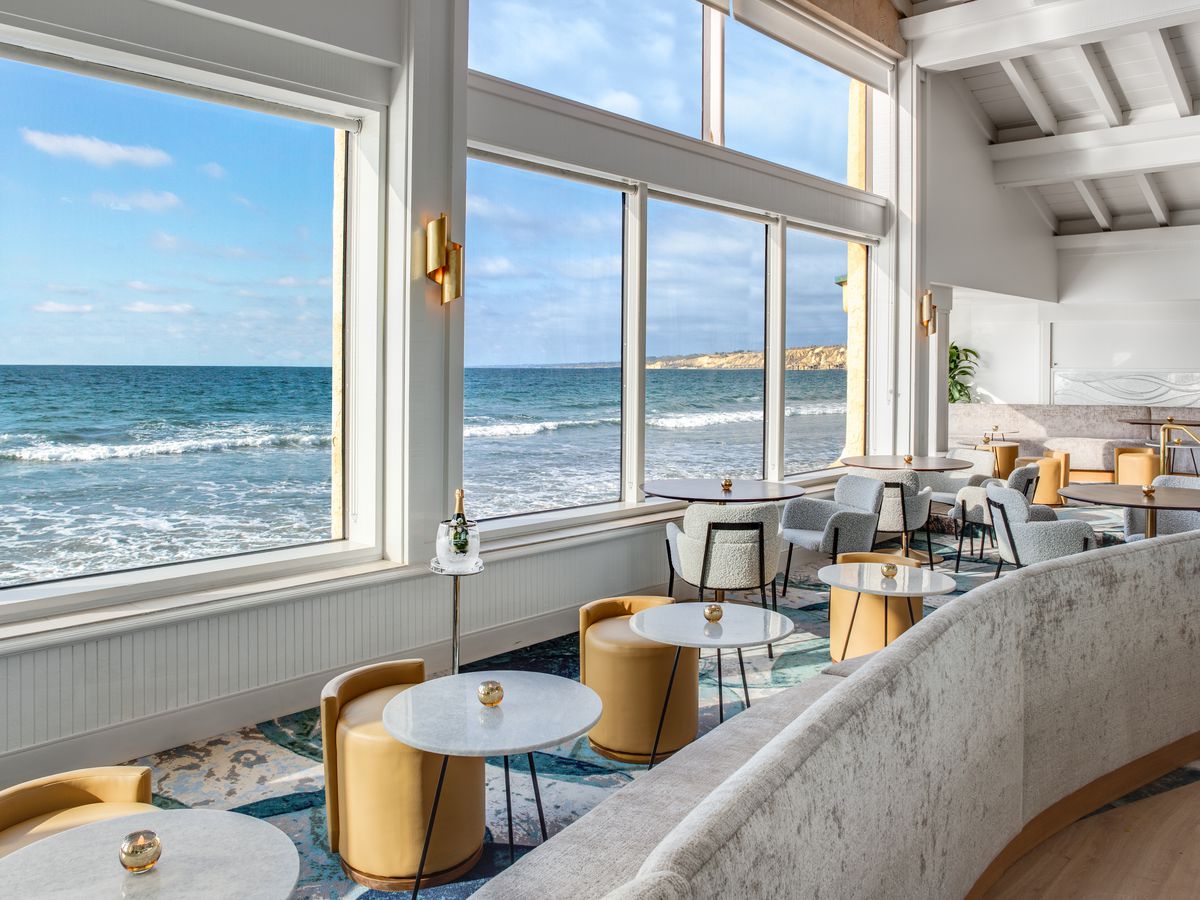 Dining lounge with ocean views. 