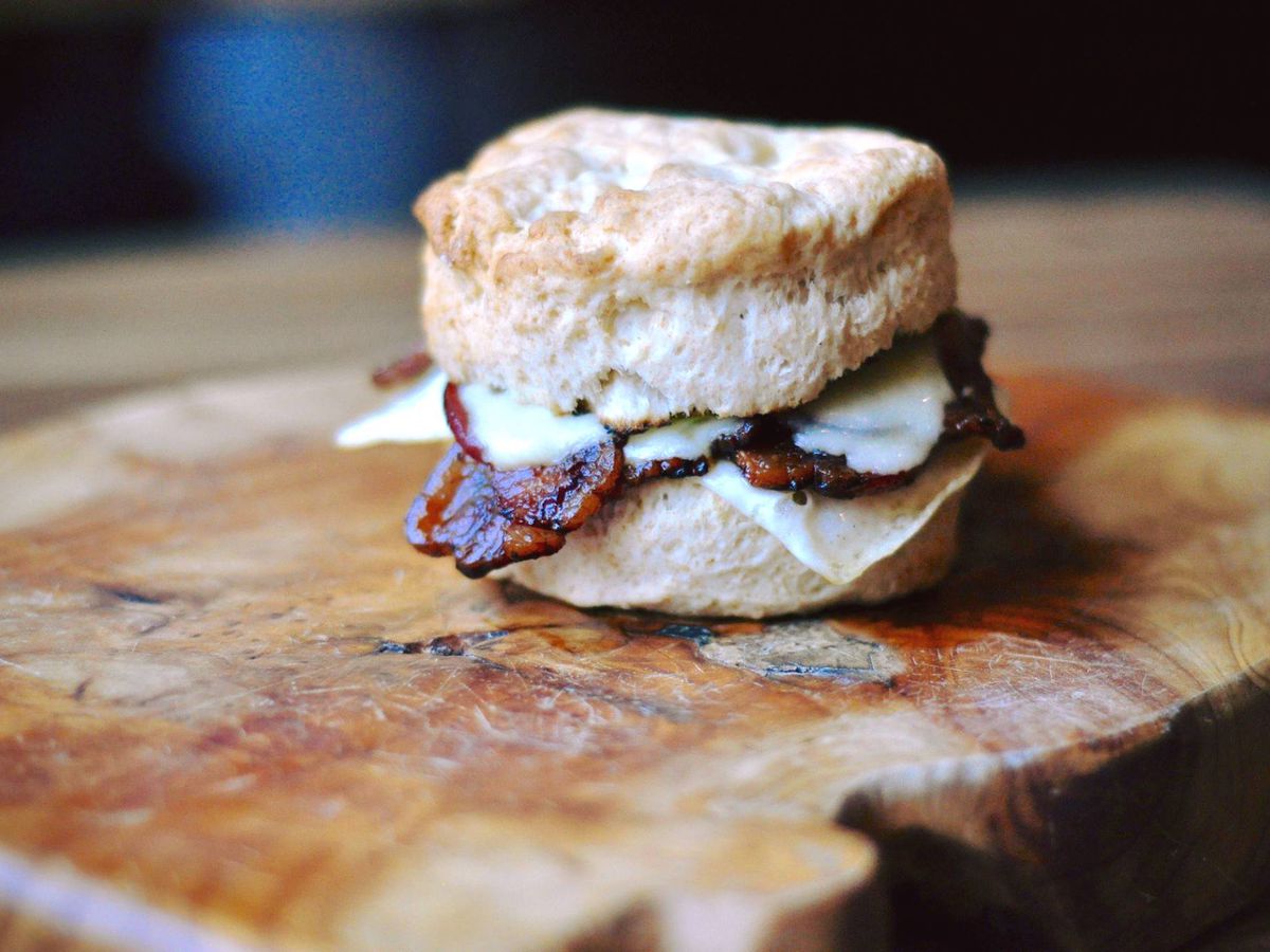 The biscuit breakfast sandwich at Walton’s
