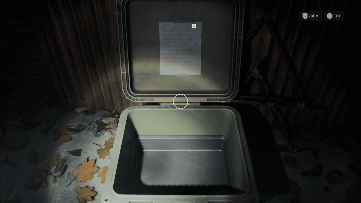 A Cult Stash sits open in the watery area of Alan Wake 2