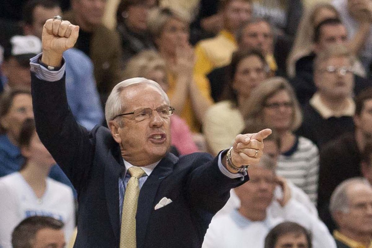 Roy Williams reacts during the Heels' 73-67 loss at Wake Forest