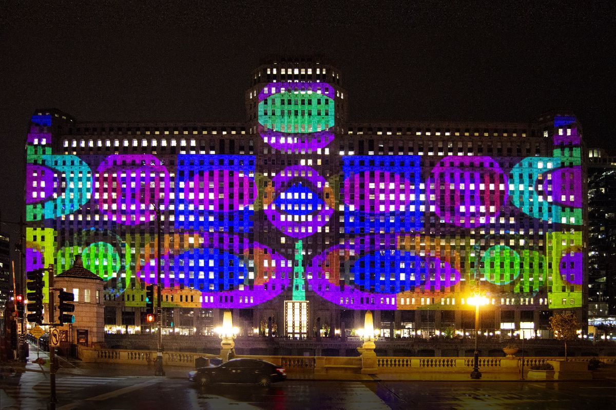 Arts of Life, “City Circle Heart” is projected in “Art on the Mart.” -Photo courtesy of Art on the Mart