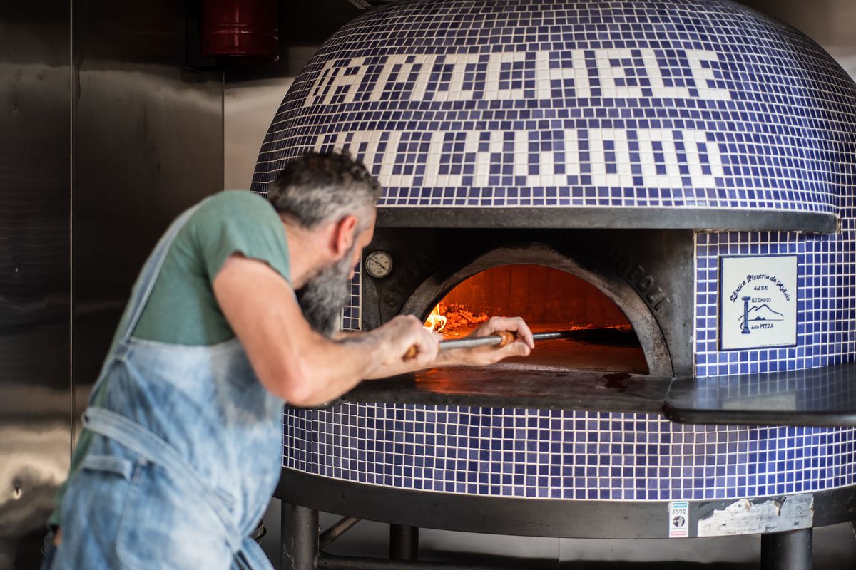 Antica Pizzeria’s pizzaiolo making pizza in Hollywood, California