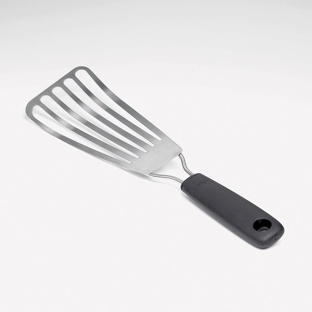 An OXO stainless steel fish turner