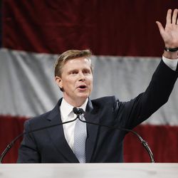 Gubernatorial candidate Jonathan Johnson speaks during the Utah State Republican Convention at the Salt Palace in Salt Lake City Saturday, April 23, 2016.