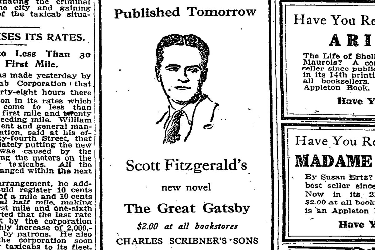 The ad for F. Scott Fitzgerald's novel.