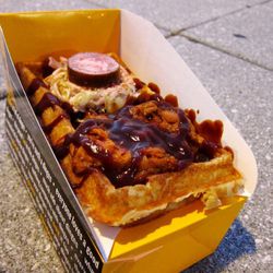 Pork waffle from Wafels & Dinges by <a href="http://www.flickr.com/photos/foodforfel/5996445002/in/pool-eater/">foodforfel</a>.<br />