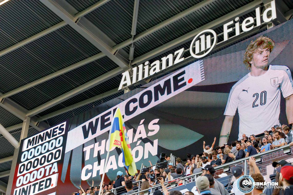 August 7, 2019 - Saint Paul, Minnesota, United States - Minnesota United midfielder Thomás Chacón (11) is announced as the newest Loon during the US Open Cup semifinal match against the Portland Timbers at Allianz Field.  
