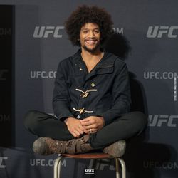Alex Caceres gets comfortable Friday at UFC Phoenix media day.