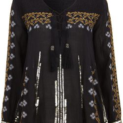 Embroidered Smock Blouse, $120