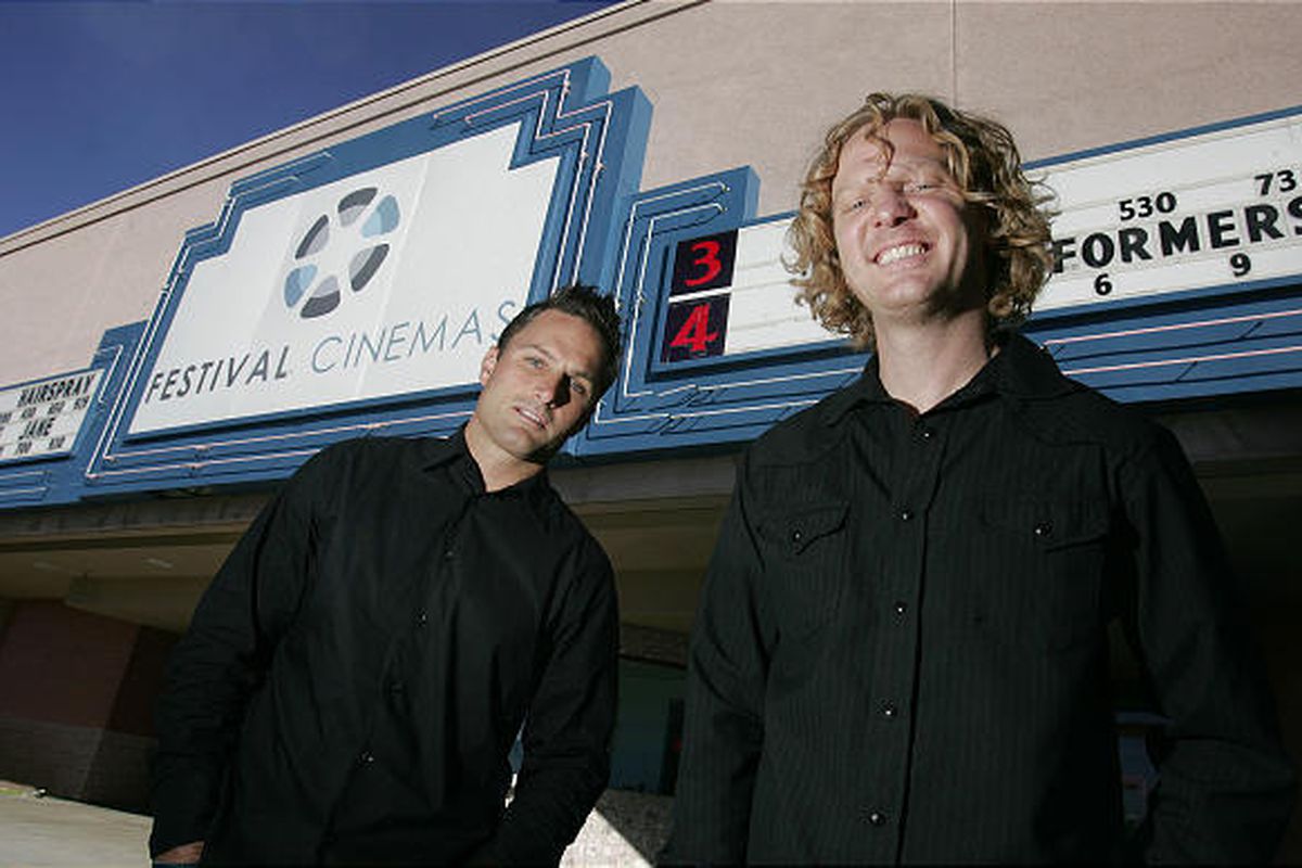 Brady Whittingham, left, and Tyler Measom are co-owners of Festival Cinemas in Orem. 