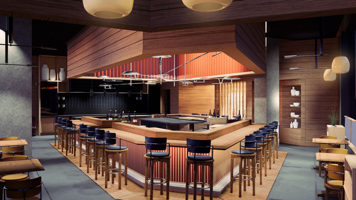 Rendering of Akiko’s Restaurant at the Avery
