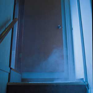 <p>About 15 minutes after Klossner and Greiner fill the Gubbel's garage with theatrical smoke, it streams under the weather-stripped door to the house and billows down the stairway to the basement.</p>