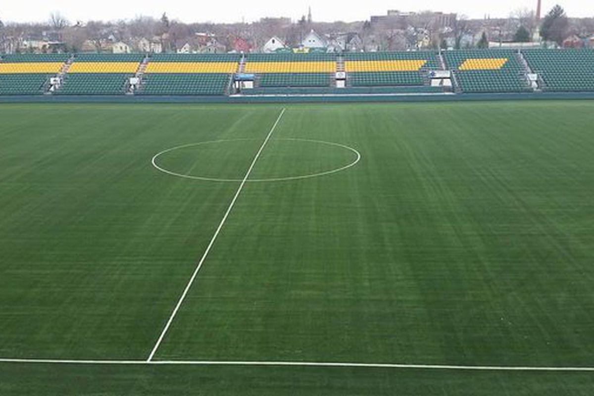 New turf installed in time for Rochester's home opener on April 23.