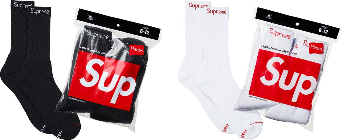 Supreme-branded Hanes socks