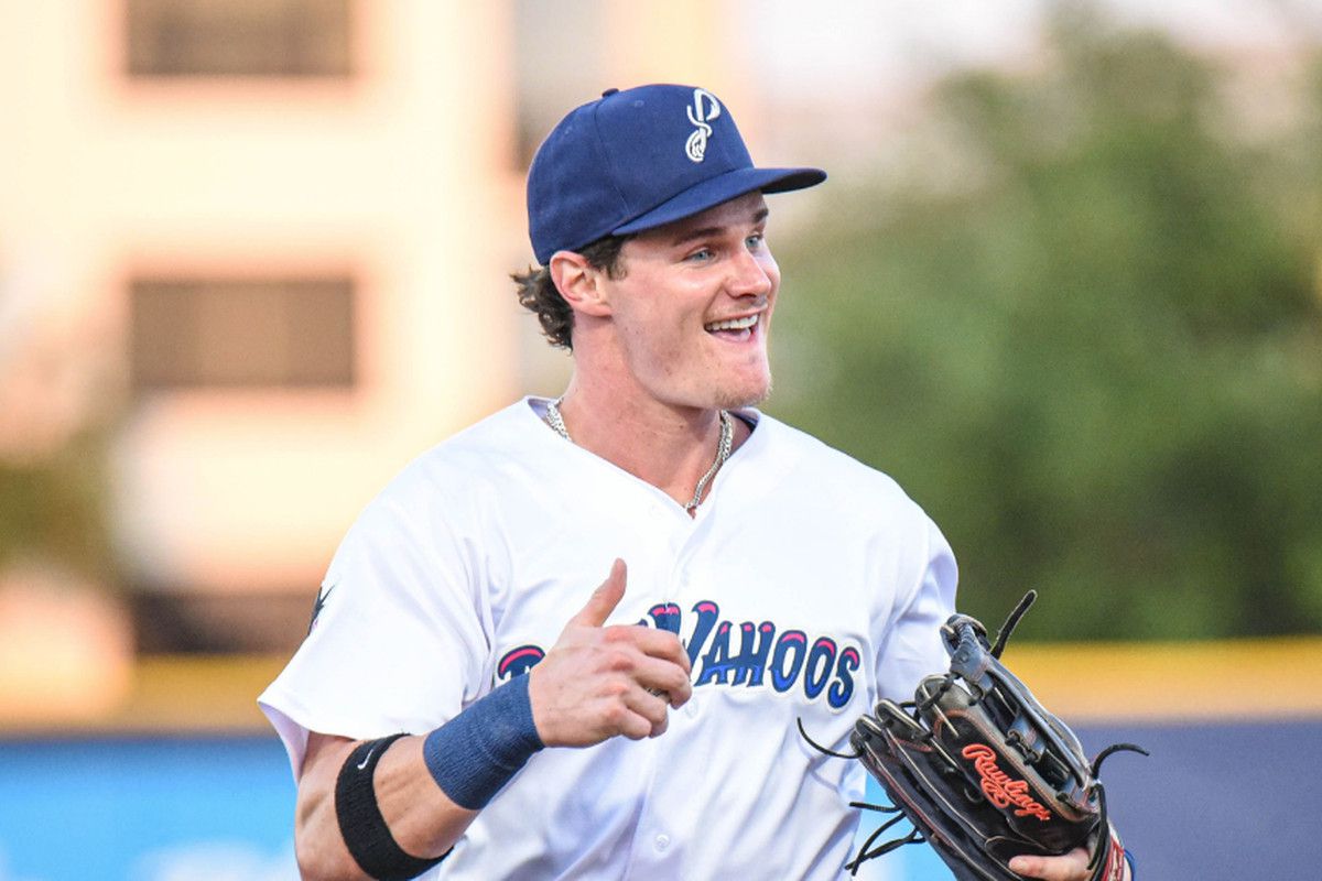 Pensacola Blue Wahoos outfielder Griffin Conine smiles and gives a thumbs up