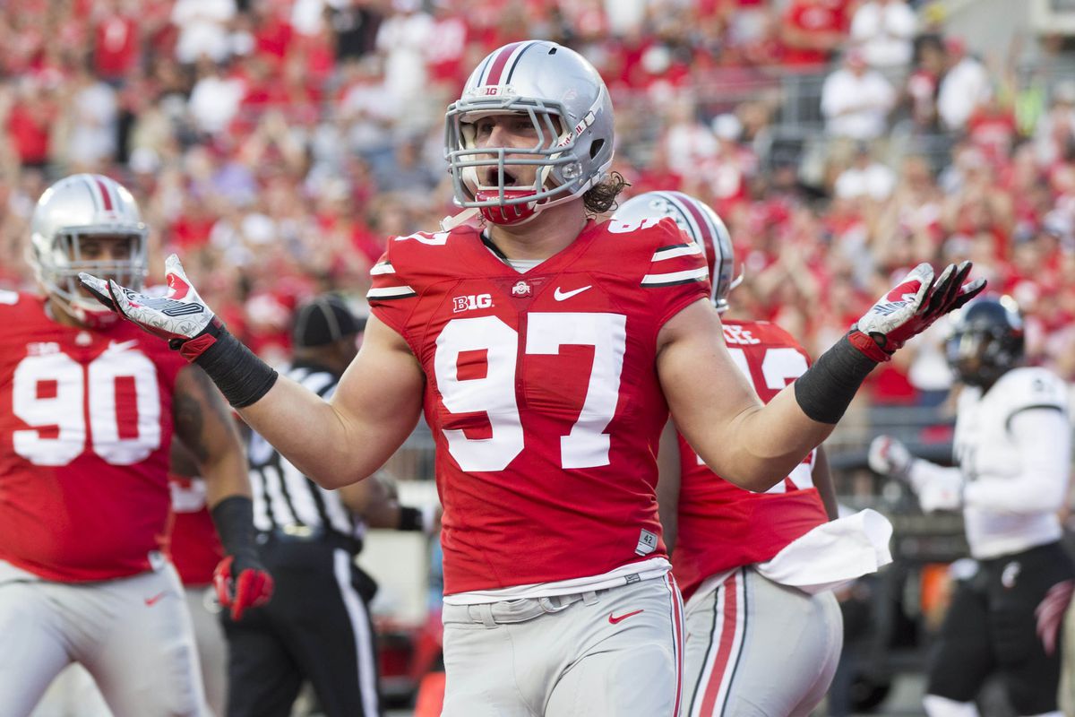 Defensive end Joey Bosa (97) and the Ohio State defense will challenge Maryland's offense.