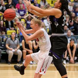 Lehi plays Hurricane in the 4A semifinal girls basketball game at the UCCU Center in Orem on Friday, March 2, 2018. Hurricane won 43-42.