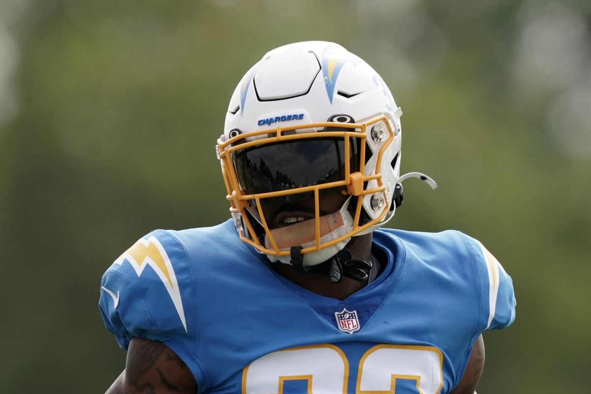 Los Angeles Chargers safety Derwin James Jr. during training camp at the Jack Hammett Sports Complex.