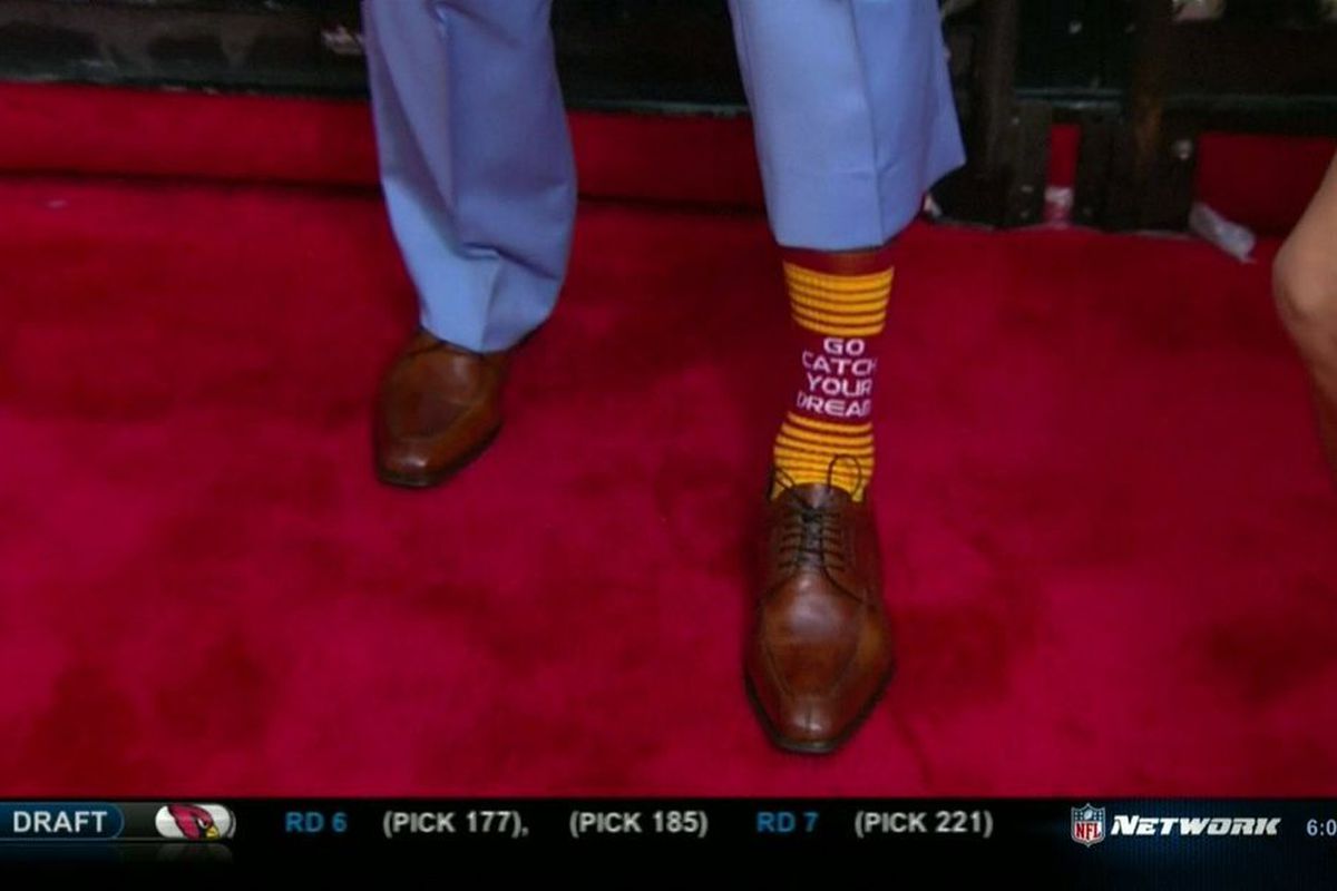 Robert Griffin III shows off his socks for this evening at Radio City Music Hall.