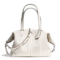 <a href="http://f.curbed.cc/f/Coach_031014_BleeckerSatchel">Bleecker Copper Satchel in Silver/Parchment Perforated Leather</a>, $358