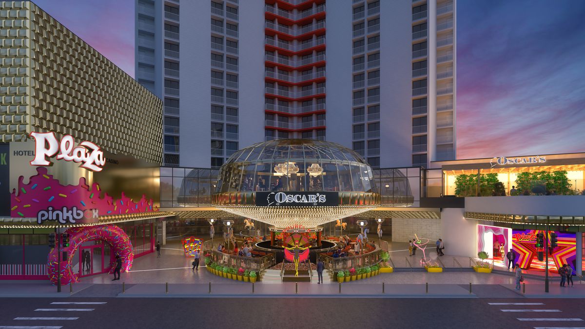 Rendering of the new facade at the Plaza Hotel and Casino