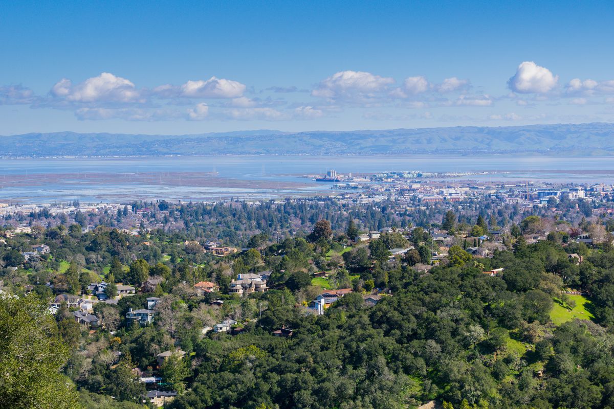 An aerial photo of Redwood City.