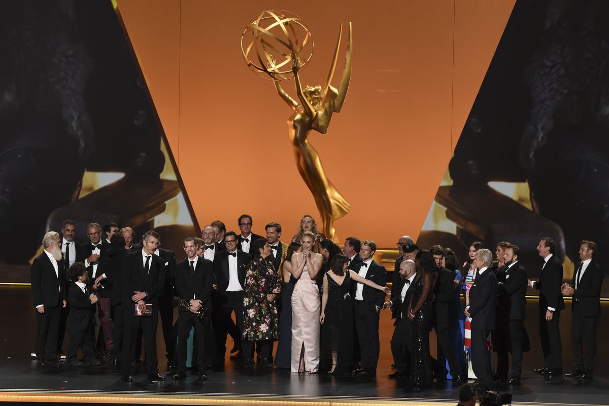 The cast and crew of “Game Of Thrones” accepts the award for outstanding drama series at the 71st Primetime Emmy Awards on Sunday, Sept. 22, 2019, at the Microsoft Theater in Los Angeles.