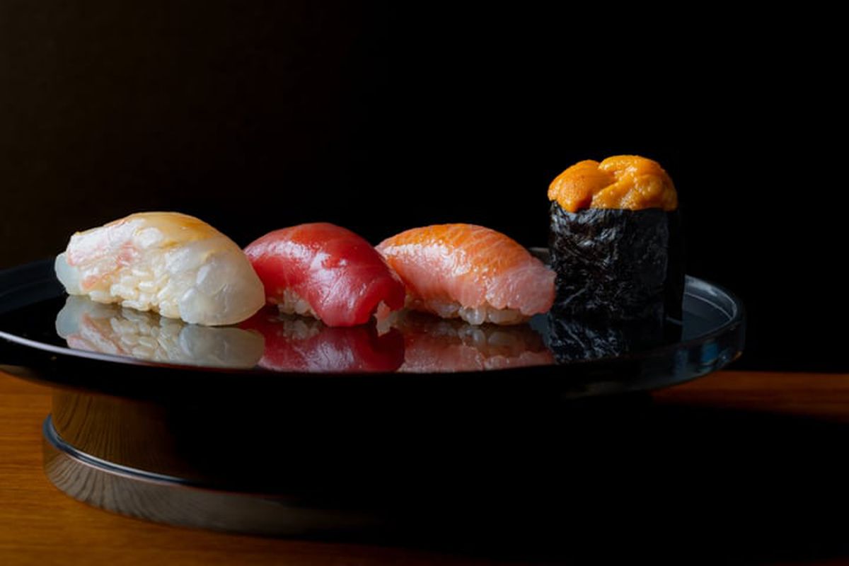 sushi on plate.