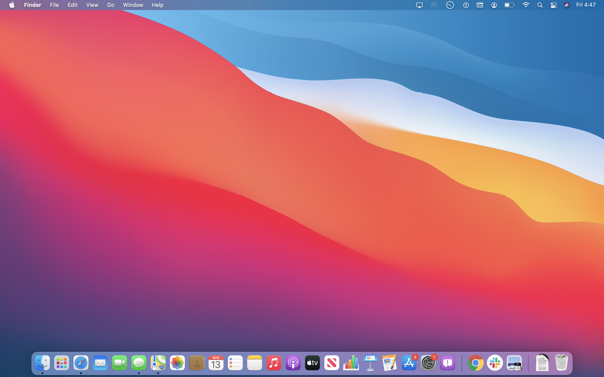 The desktop of a MacBook running macOS Big Sur.