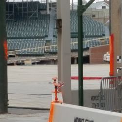 Seating removed near the former bullpen location