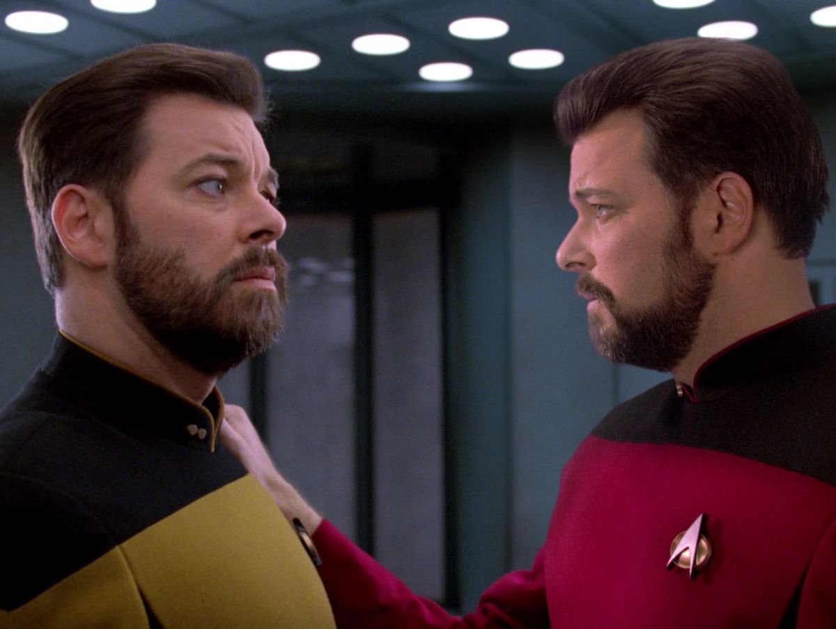 Thomas and Will Riker in Star Trek The NExt Generation’s “Second Chances”