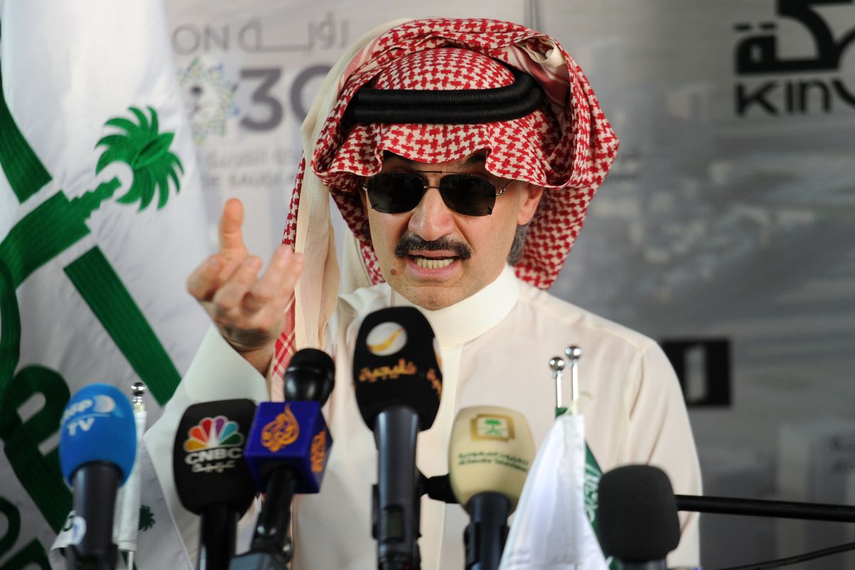 Saudi Prince Alwaleed bin Talal speaks during a press conference on May 11, 2017, in the Red Sea city of Jeddah.