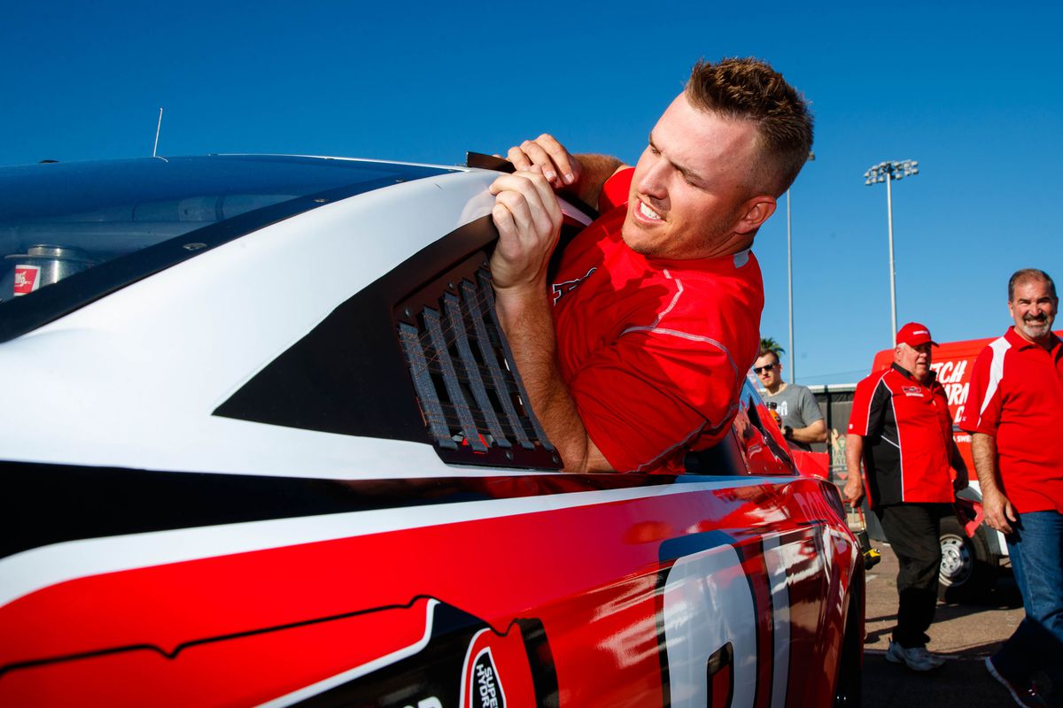 MLB: Mike Trout drives NASCAR 