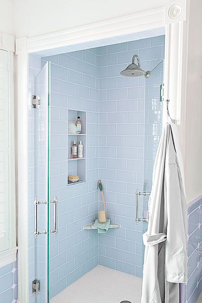 Clear glass shower doors create the illusion of more space by eliminating visual barriers.