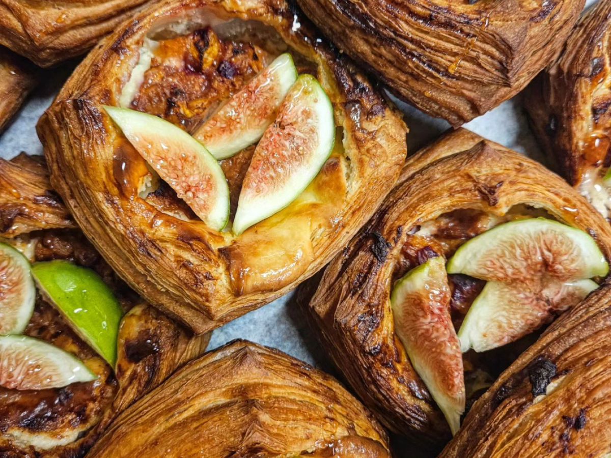 Fig Danishes piled on top of each other. 