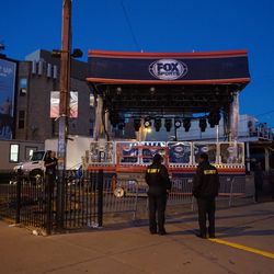 Another view of the FOX Sports broadcast stage, at Waveland and Sheffield