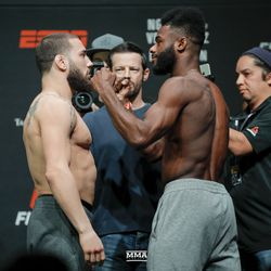 Jimmie Rivera and Aljamain Sterling square off at UFC Phoenix weigh-ins.