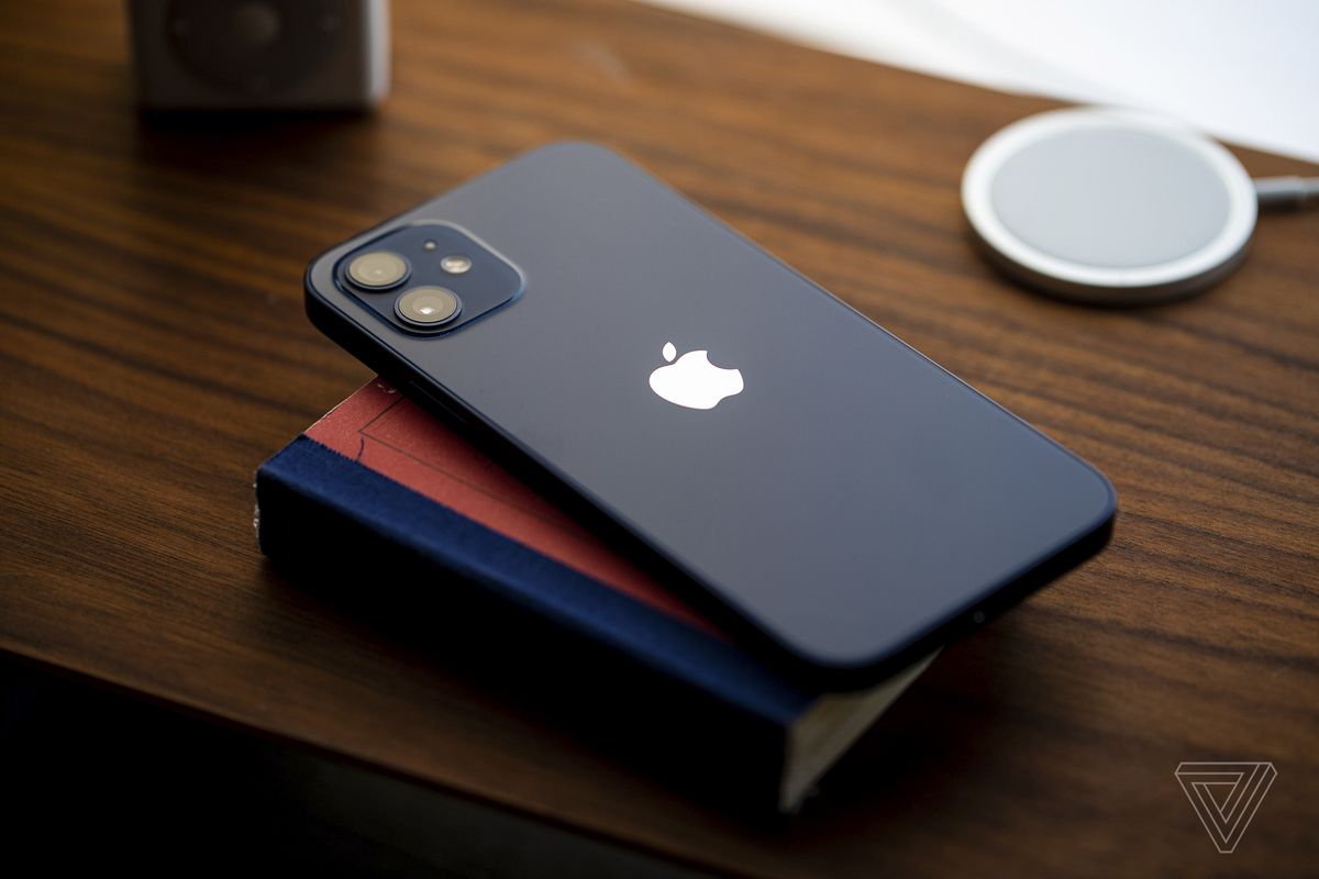 The iPhone 12, in blue.