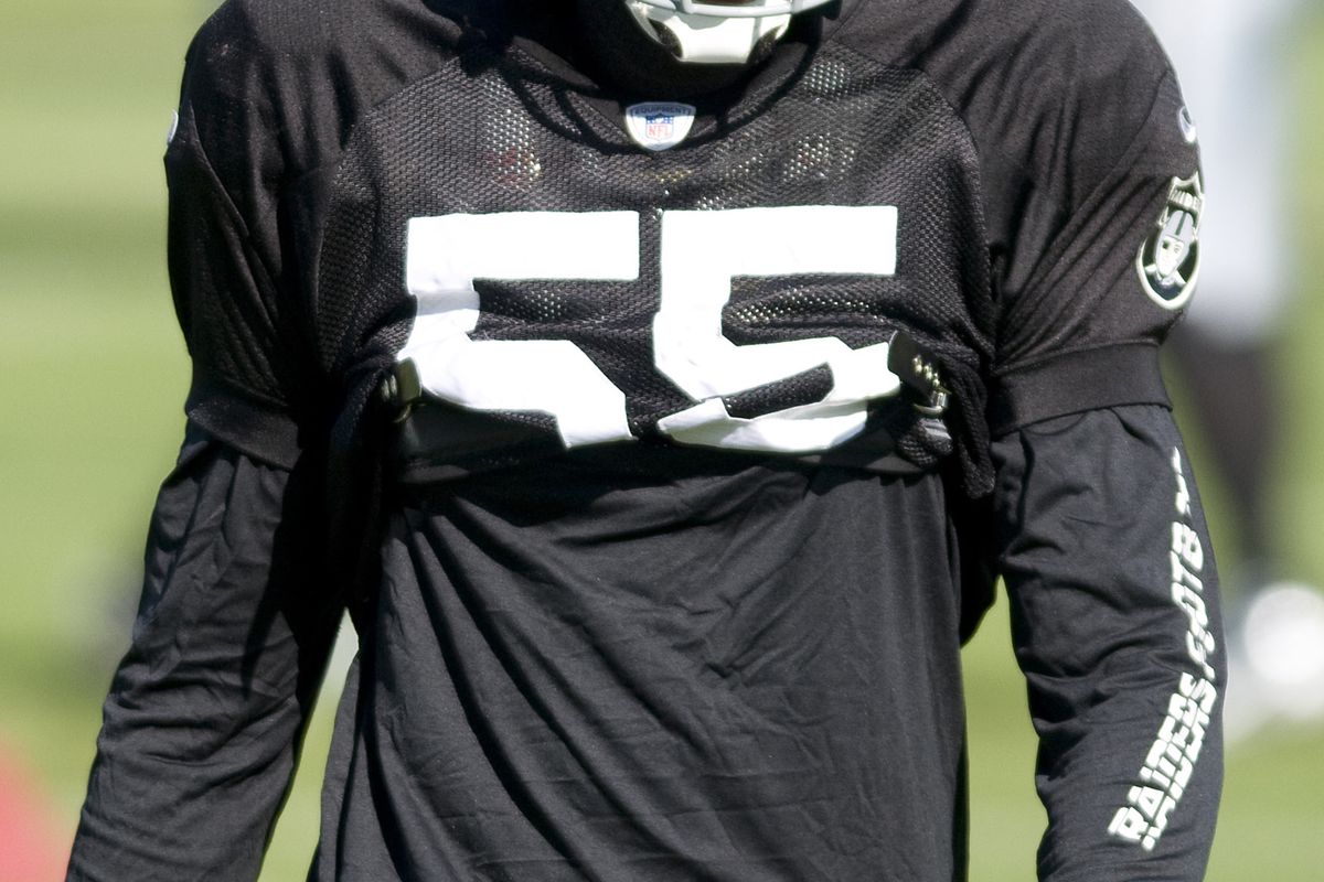 Oakland Raiders linebacker Rolando McClain (55) during training camp at the Napa Valley Marriott.