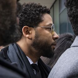Former “Empire” actor Jussie Smollett walks into the Leighton Criminal Courthouse for a hearing, Monday morning, Feb. 24, 2020. A new indictment brought by Special Prosecutor Dan Webb charges Smollett with falsely reporting he was the victim of a racist, homophobic attack near his Streeterville apartment in January 2019.