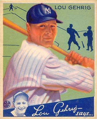 Lou Gehrig’s 1934 Goudey baseball card.