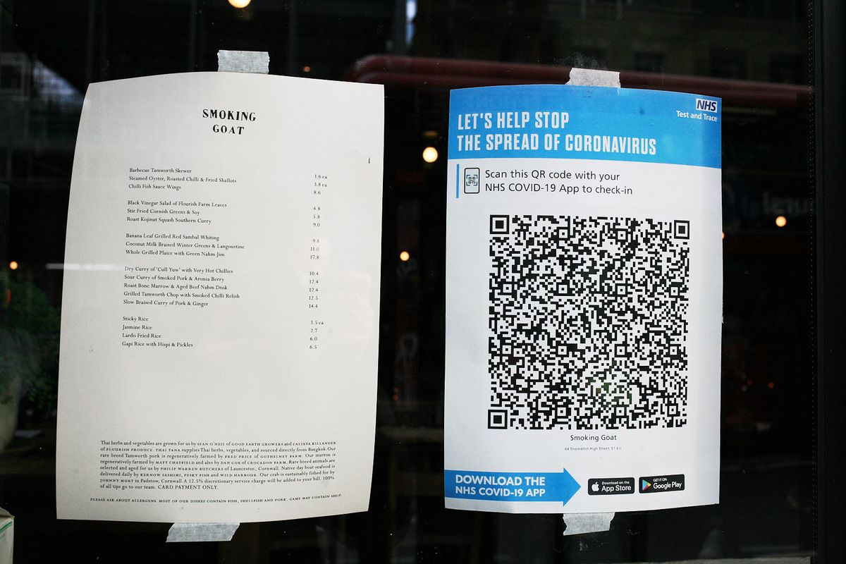 Smoking Goat’s menu and safety notice in the window of the restaurant —&nbsp;one of London’s best Thai restaurants’ safety precautions during the covid-19 pandemic