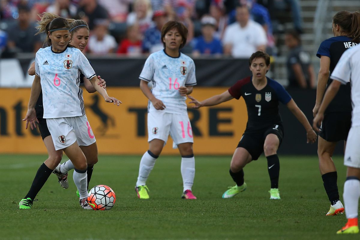 New Seattle Reign FC player Rumi Utsugi controls the ball against the U.S.