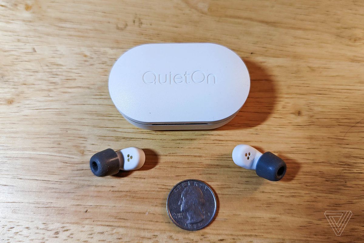 The QuietOn 3 earbuds are very small — small enough to wear comfortably at night.