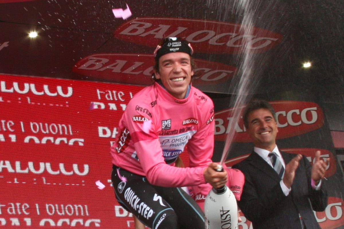 Uran on the Giro podium