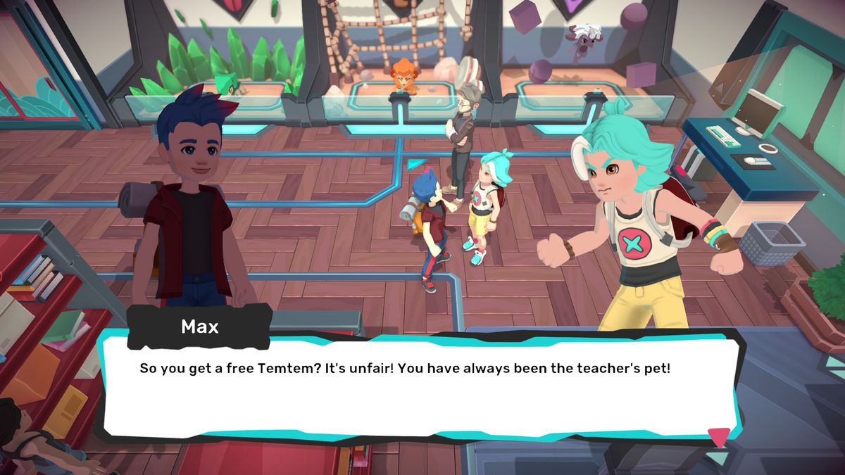 Temtem - the player prepares to battle with Max, their rival trainer