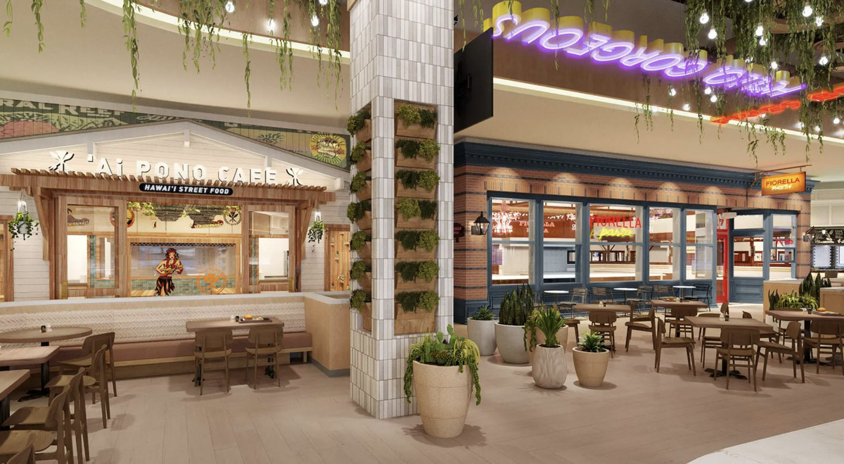 A rendering of the Eat Your Heart Out food hall.