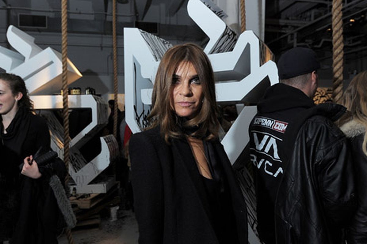 Roitfeld at an exhibit curated by her son in February. Via Getty